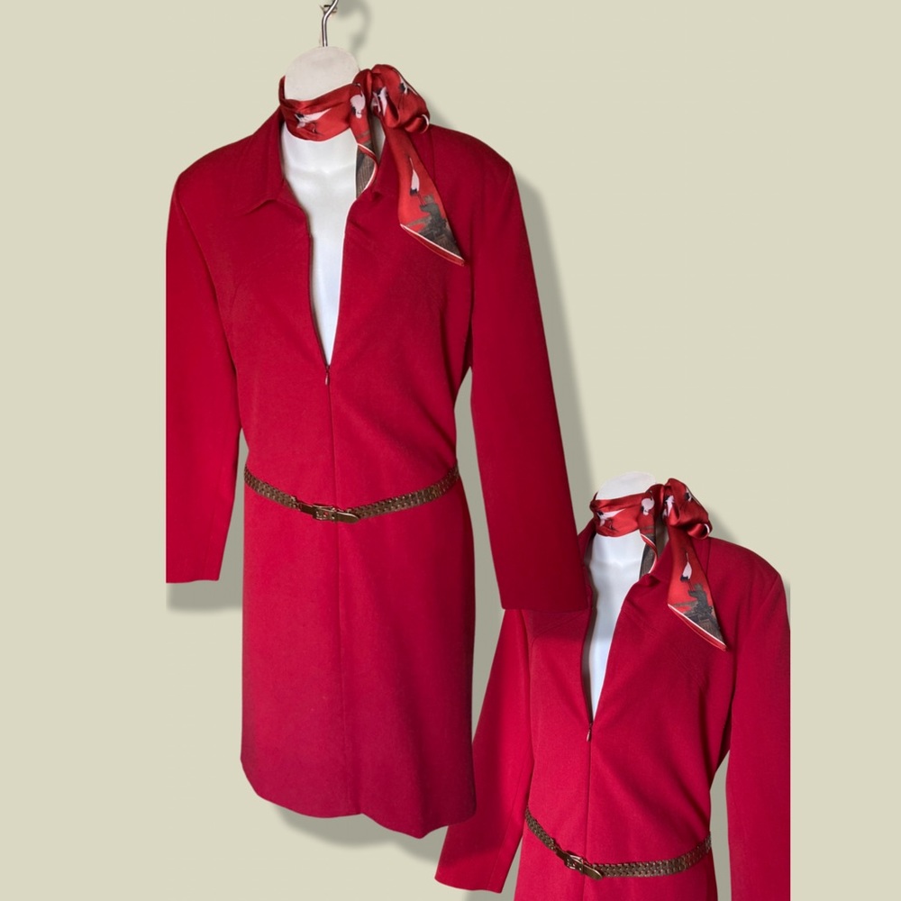 Plus sized vintage (70’s) zip up coat dress with pockets